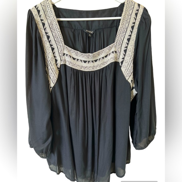 LUCKY BRAND Peasant Embroidered blouse with square neck - Picture 2 of 5